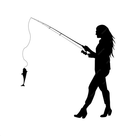 woman fishing silhouette|female fishing silhouette.